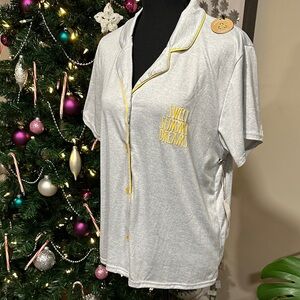 *RAE DUNN* Gray x Yellow Sweet Summer Dreams Pajama Top NWT Size XL